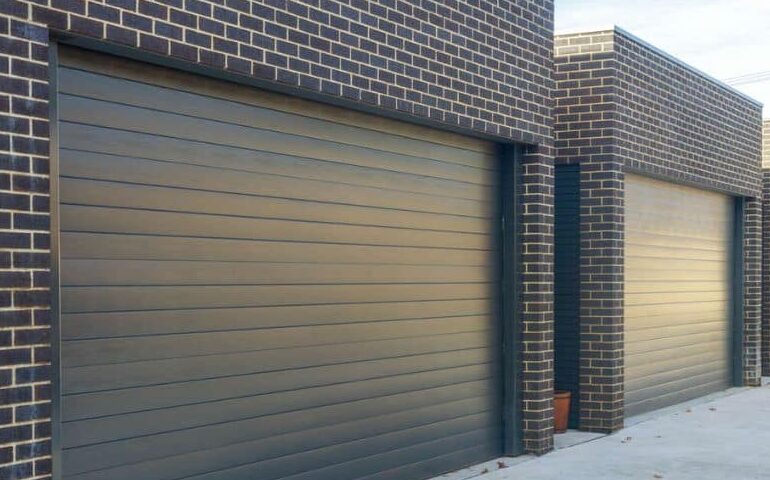 Sectional garage door installed in a modern Canberra home by WR Engineering